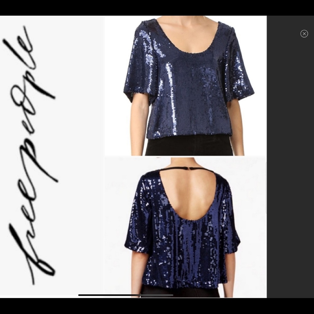Free people night fever sequin tee